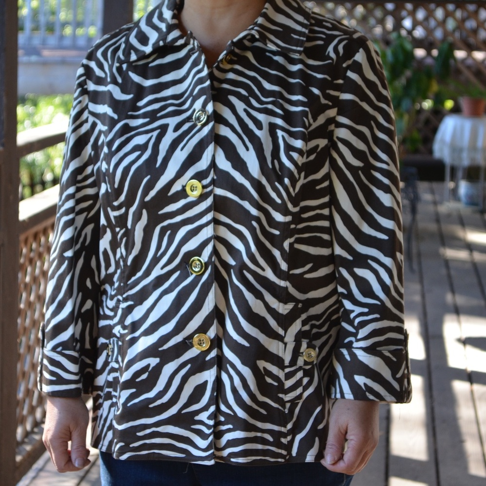 Charter Club XLarge Zebra Stripe Cotton Jacket